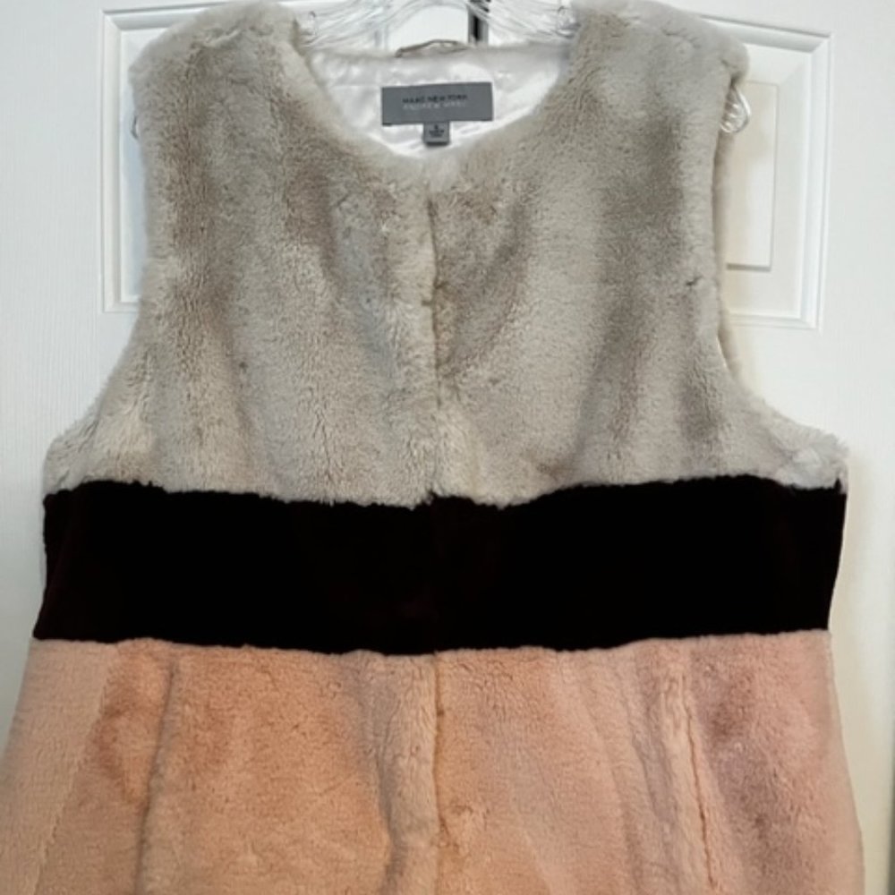Marc New York, Andrew Marc Fluffy Designer Tri-Color Muffler Vest